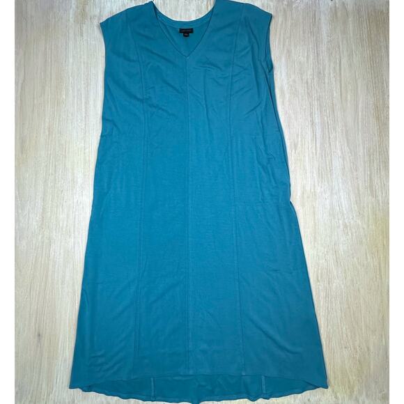 J. Jill Dresses & Skirts - J Jill Wearever Collection Blue Turquoise Sleeveless V-Neck Midi Dress Large
